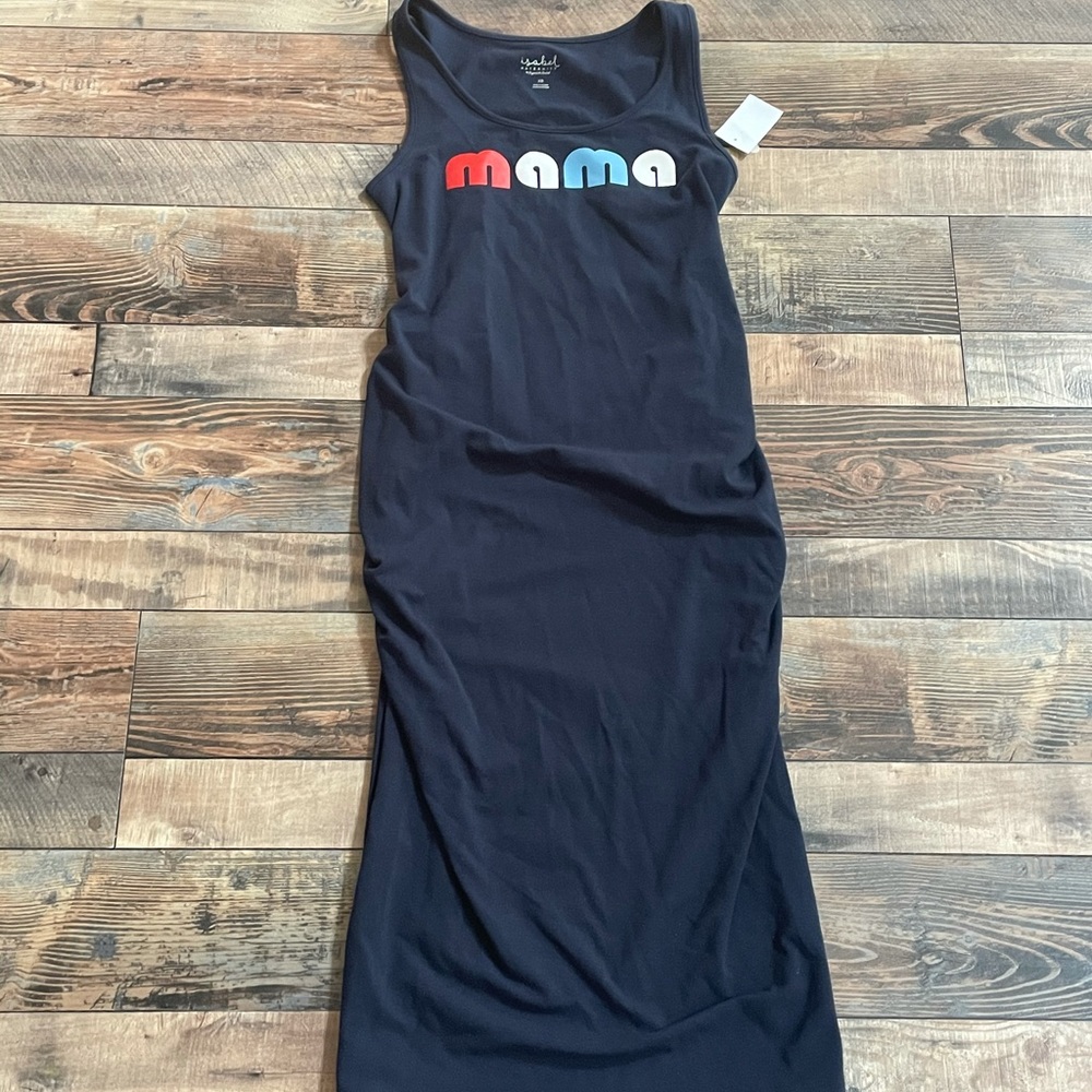 Isabel Maternity Mama Dress Womens XSmall Blue Sleeveless Shirred Scoop-Neck NEW